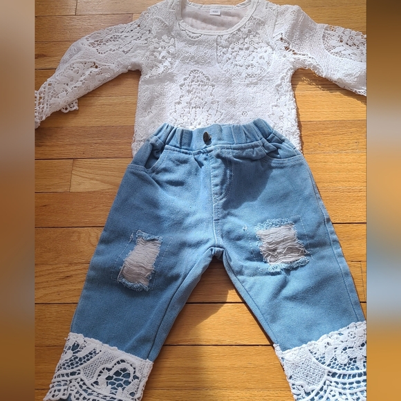 Amazon Other - Amazon Kids White and Blue Lace Matching Set